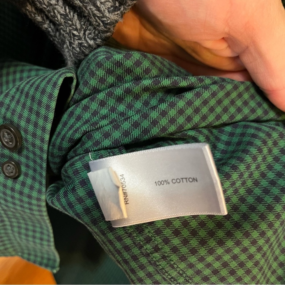 Men’s Orvis Checkered Button Down Green/Blue Medium - Picture 5 of 7